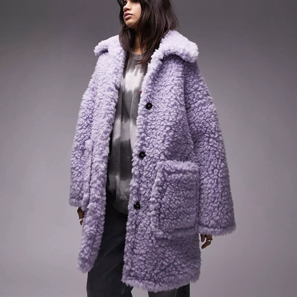 Topshop Jackets & Blazers - Chunky Faux Shearling Coat